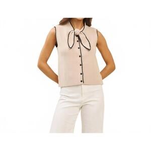 NEW ABLE color contrast bow sweater in natural